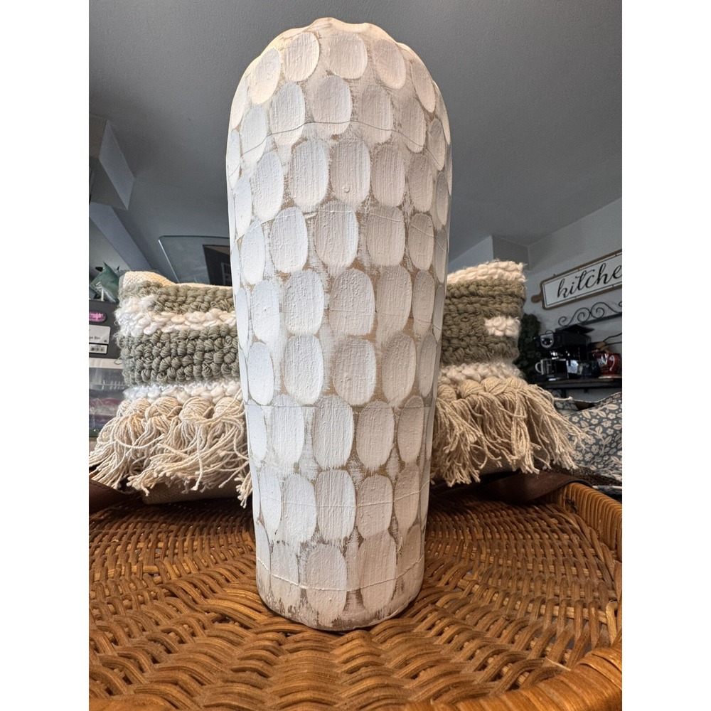 Threshold Wooden Distressed Flower Vase Hold Dry Flowers, Farmhouse Decor 15"